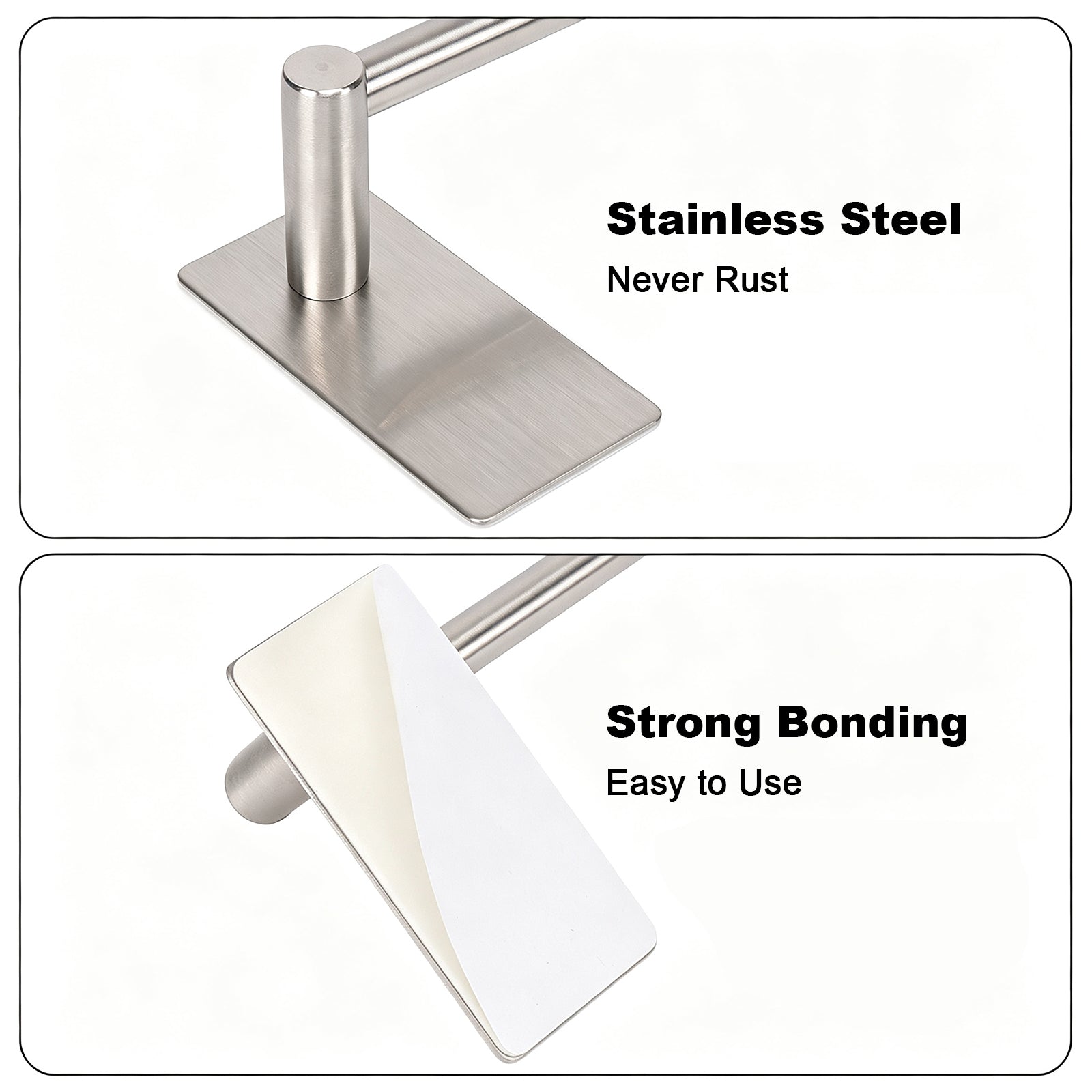24-Inch Self-Adhesive Towel Bar – Brushed Nickel – image 2 shown in use