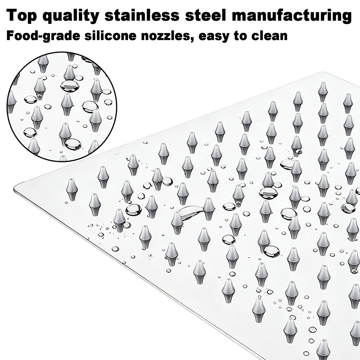 12-Inch Square Rain Shower Head – Chrome – image 2 feature details