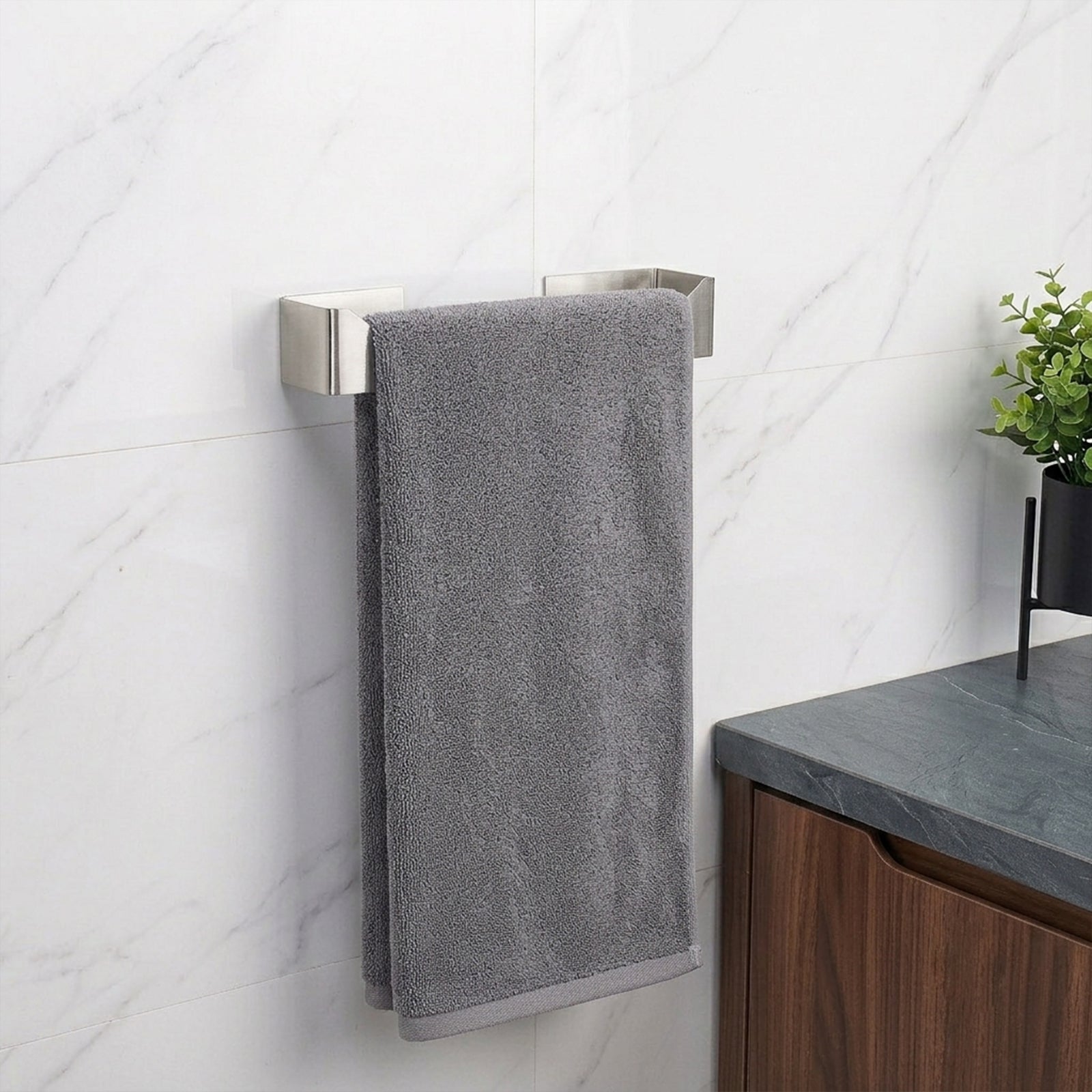 9-Inch Self-Adhesive Hand Towel Holder – Brushed Nickel – image 5