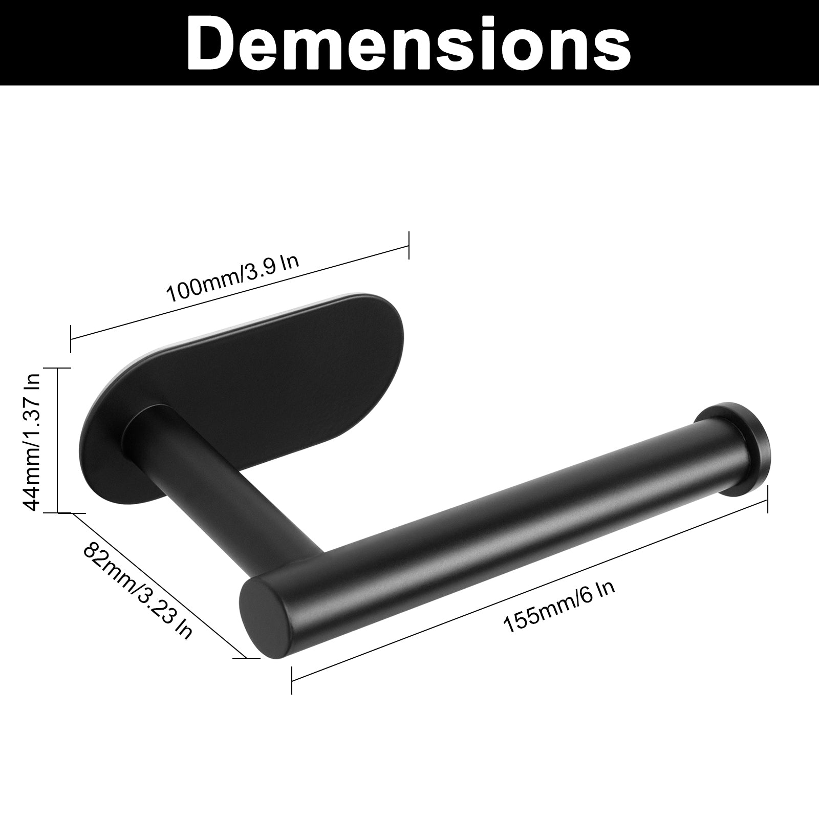 Self-Adhesive Toilet Paper Holder – Matte Black – image 2