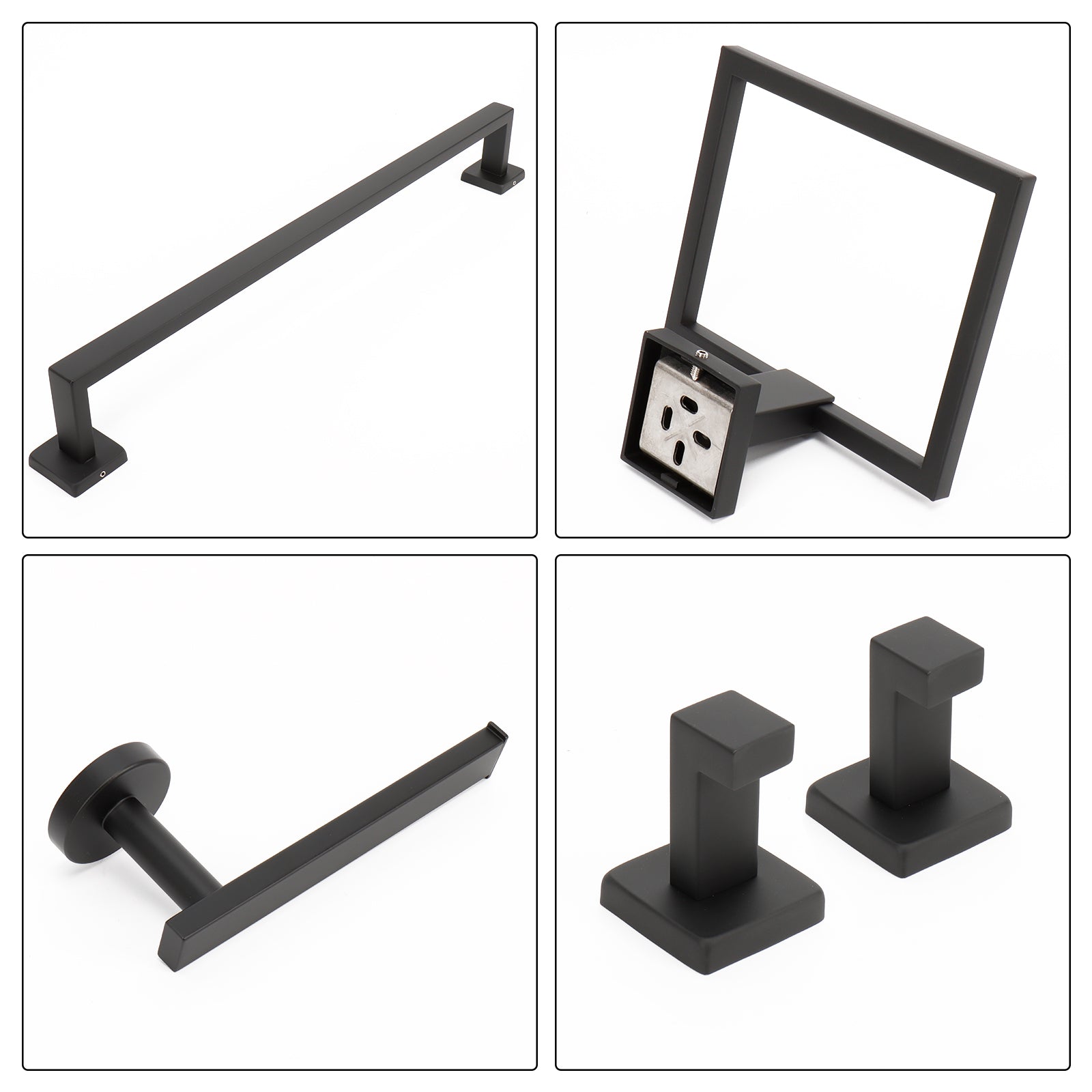 24-Inch Square 5-Piece Bathroom Hardware Set – Matte Black – image 5