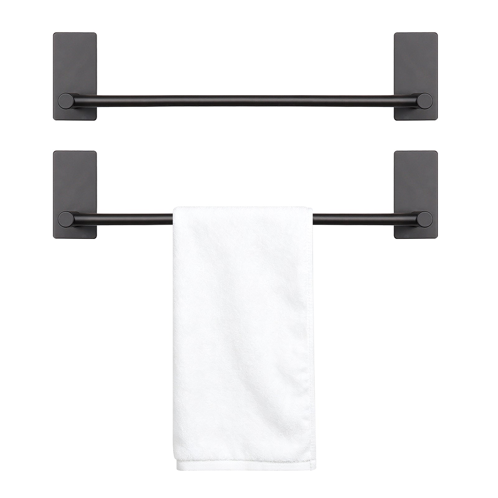 16-Inch Self-Adhesive Towel Bar – Matte Black – product view