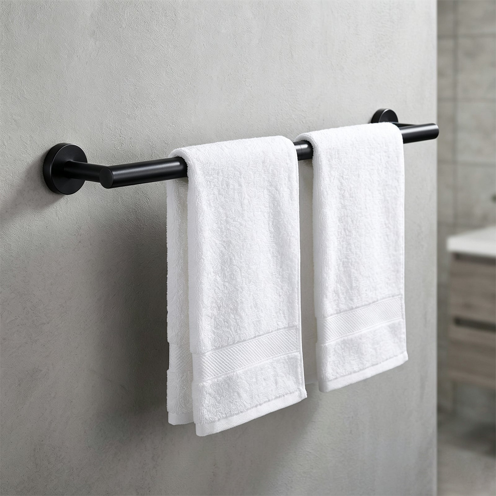 20-Inch Round Bathroom Hardware Set – Matte Black – image 2