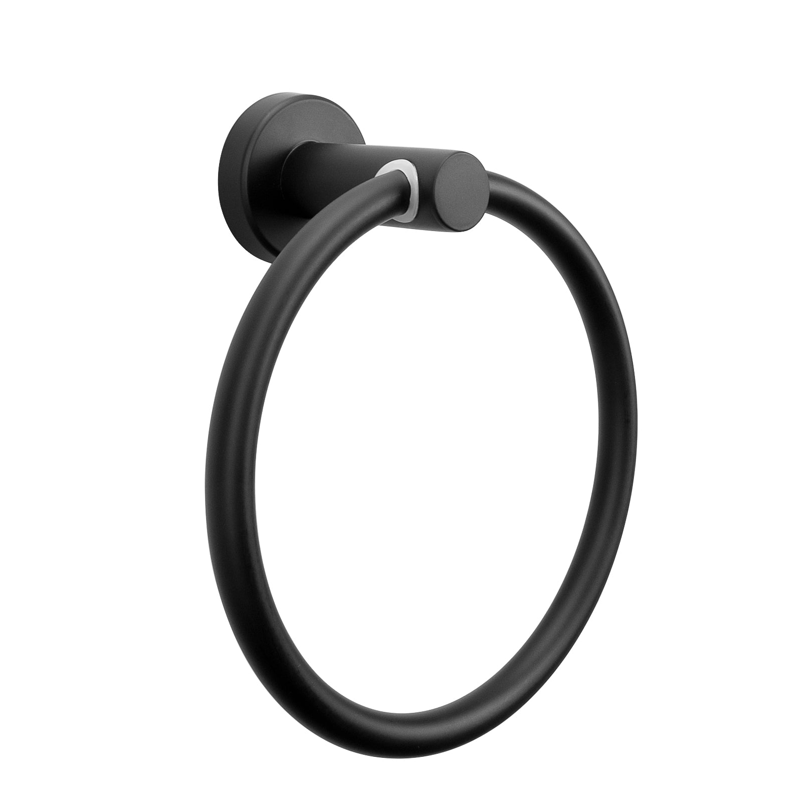 Wall-Mounted Swivel Towel Ring – Matte Black – product view