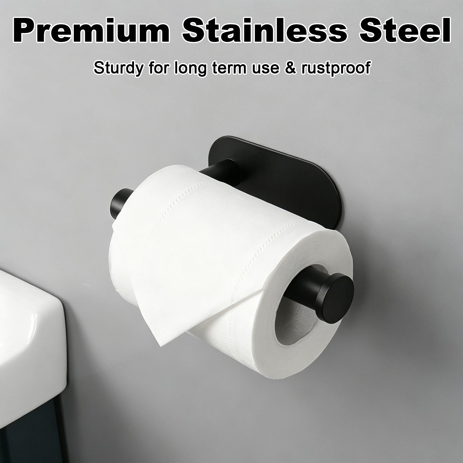 Self-Adhesive Toilet Paper Holder – Matte Black – image 4
