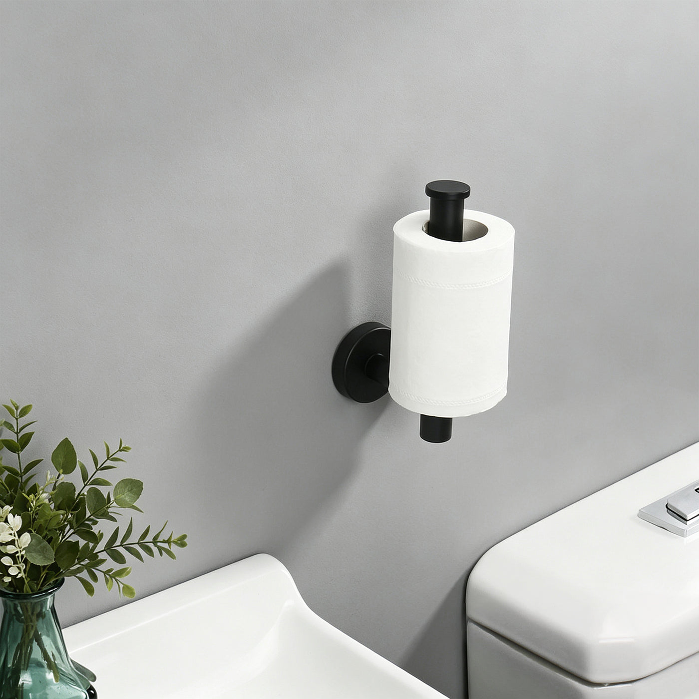 Open-Sided Wall-Mounted Toilet Paper Holder – Matte Black – image 3 feature details