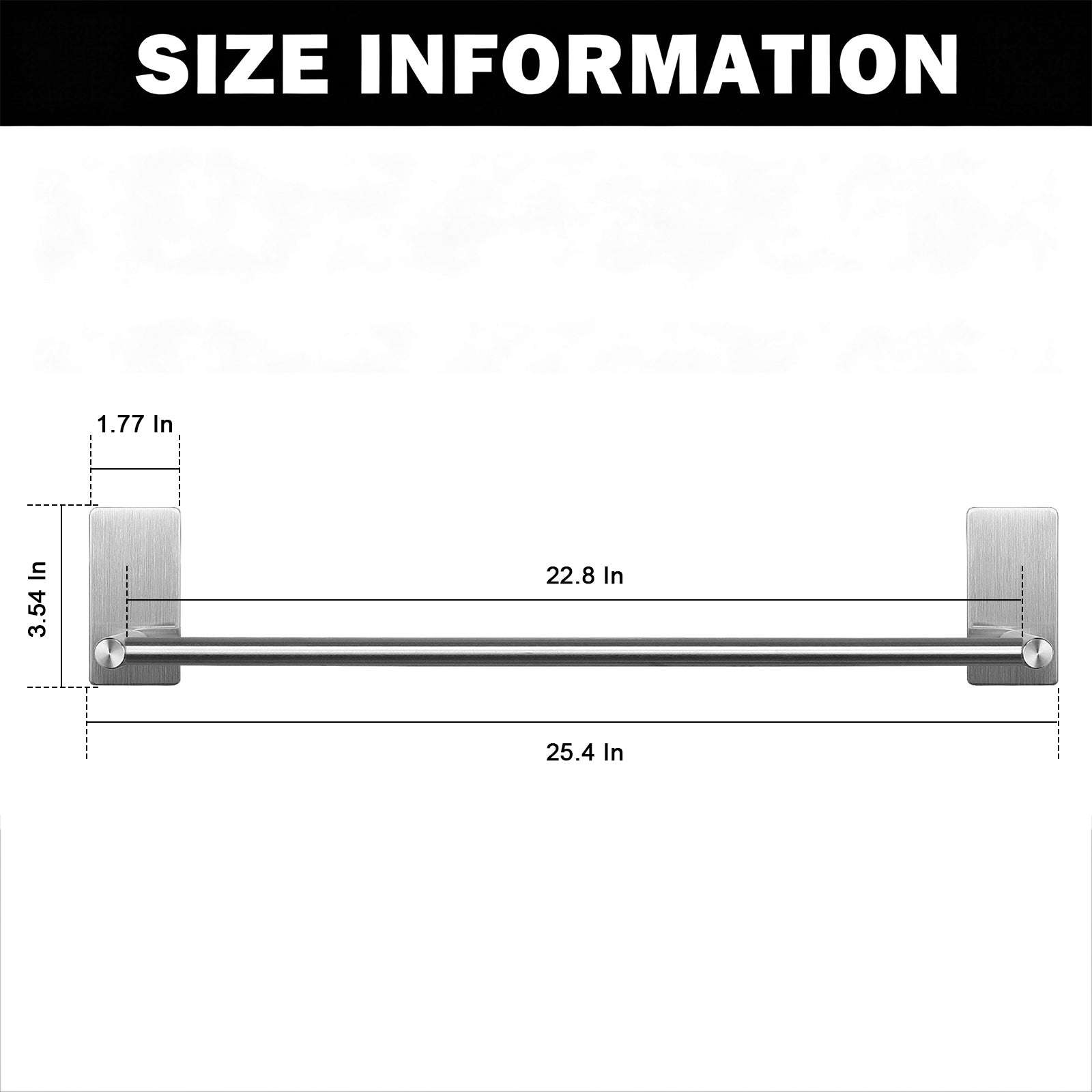 24-Inch Self-Adhesive Towel Bar – Brushed Nickel – image 4