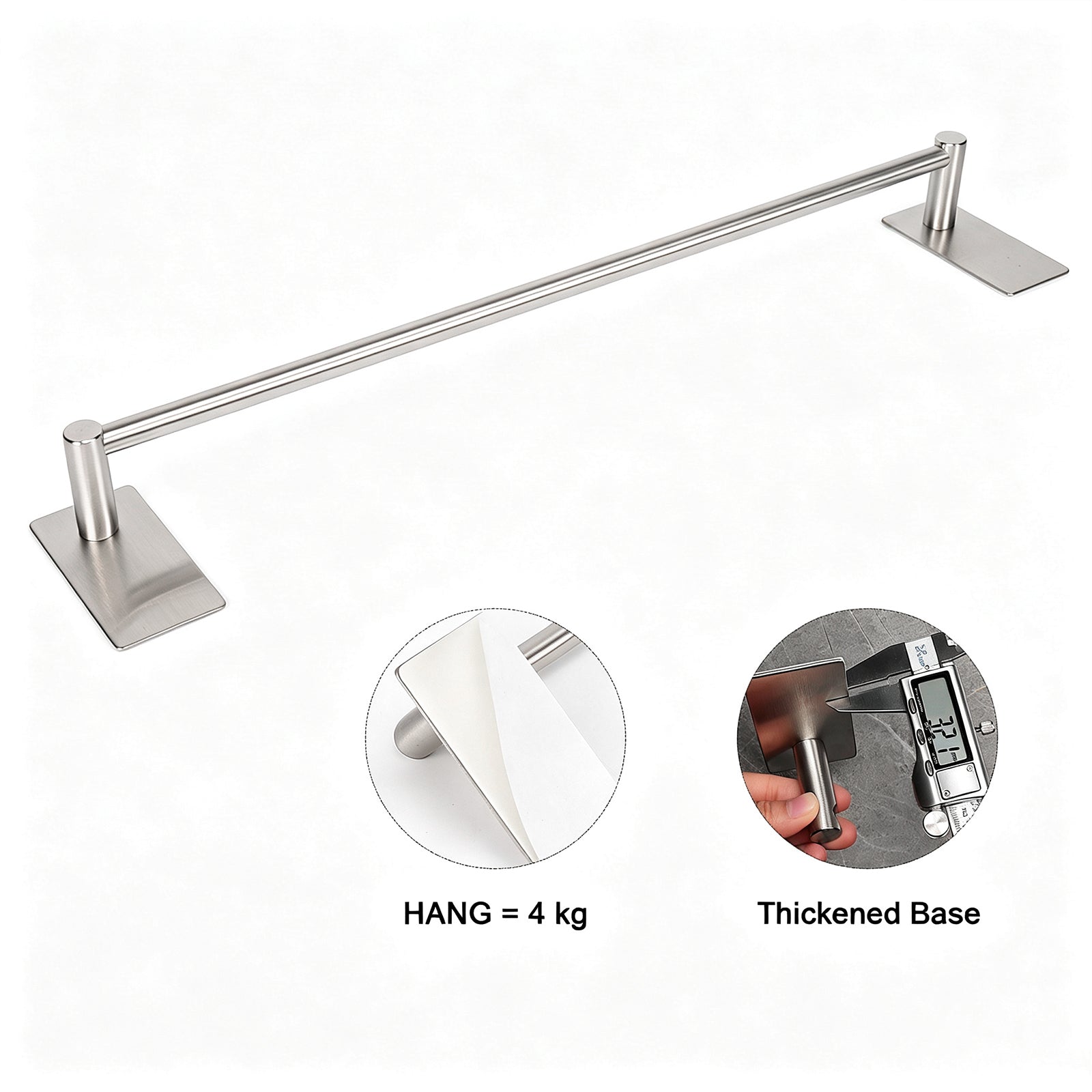 16-Inch Self-Adhesive Towel Bar – Brushed Nickel – image 3