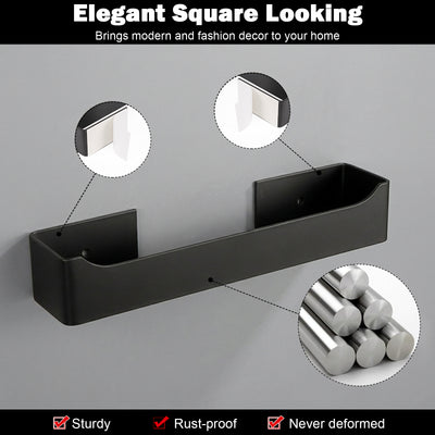 9-Inch Self-Adhesive Hand Towel Holder – Matte Black – image 3