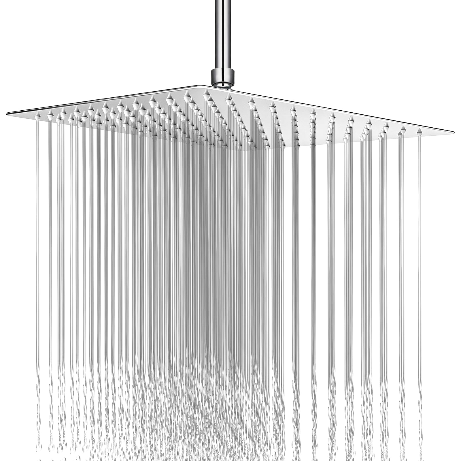 12-Inch Square Rain Shower Head – Chrome – product view shown in use