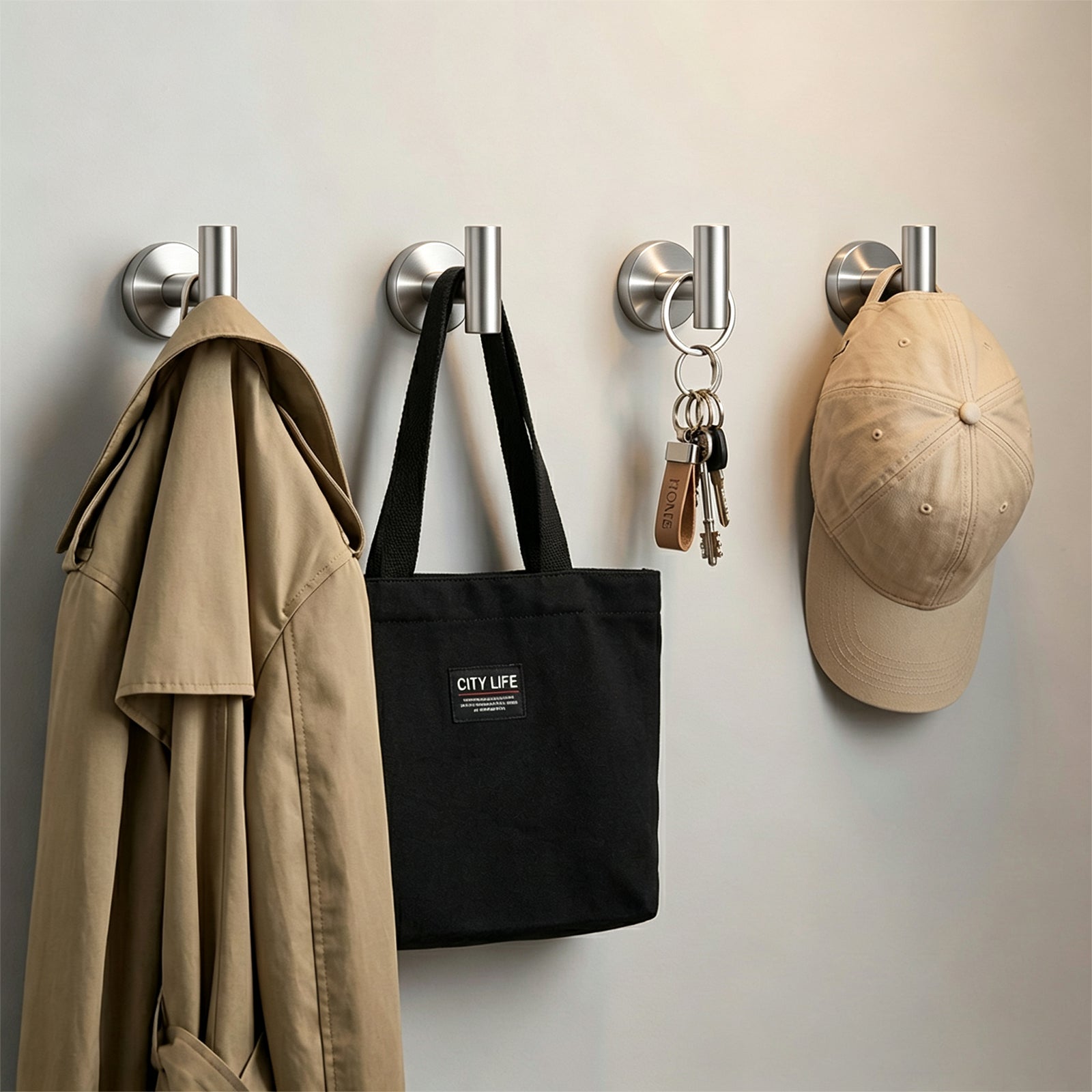 Round Bathroom Towel Hooks, 4-Pack – Brushed Nickel – image 5