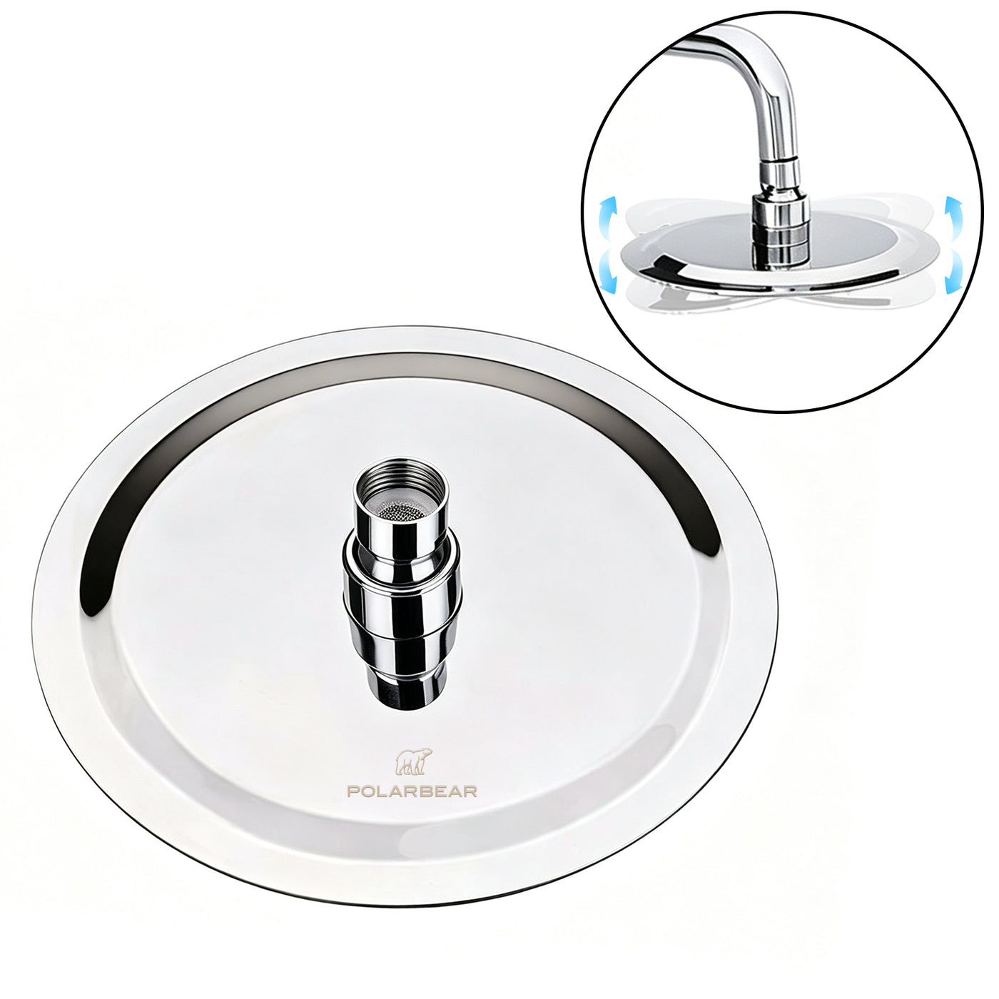 8-Inch Round Rain Shower Head – Chrome – image 3 dimensions