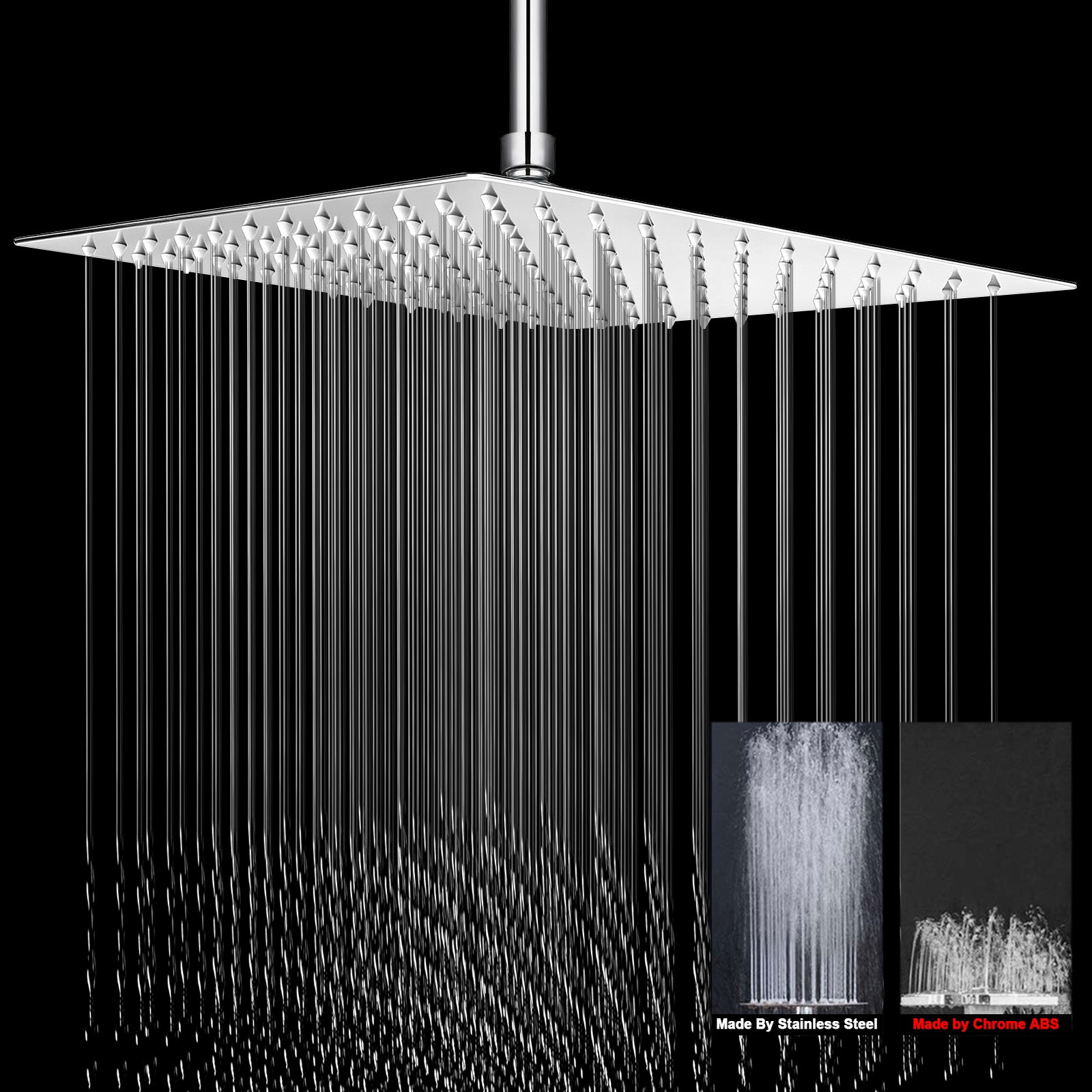 12-Inch Square Rain Shower Head – Chrome – image 5