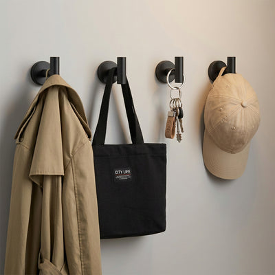Round Bathroom Towel Hooks, 4-Pack – Matte Black – image 5