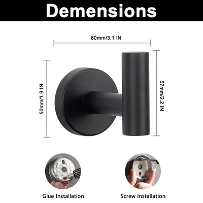Round Bathroom Towel Hooks, 4-Pack – Matte Black – image 3