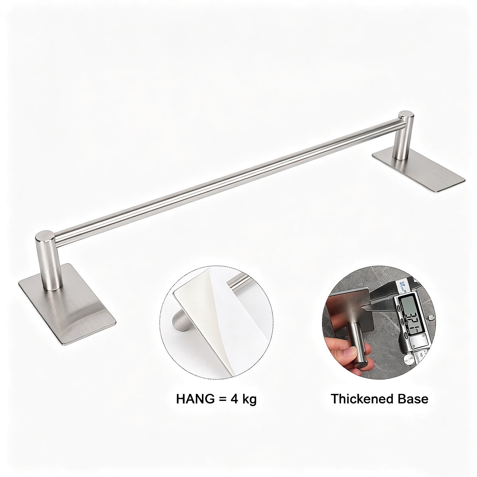 12-Inch Self-Adhesive Towel Bar – Brushed Nickel – image 3