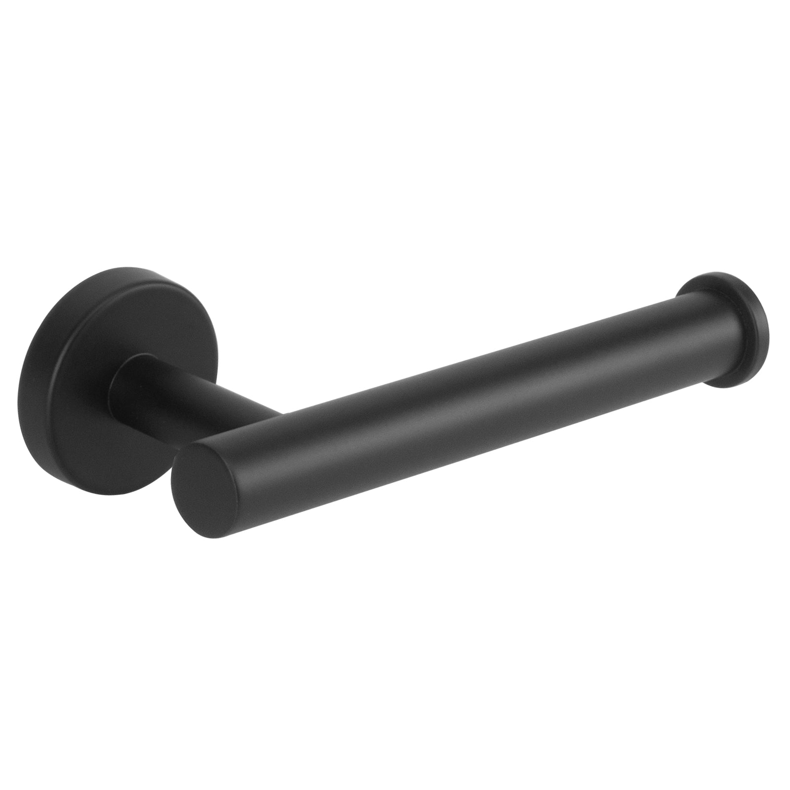 Open-Sided Wall-Mounted Toilet Paper Holder – Matte Black – product view shown in use