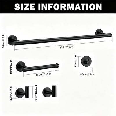20-Inch Round Bathroom Hardware Set – Matte Black – image 6