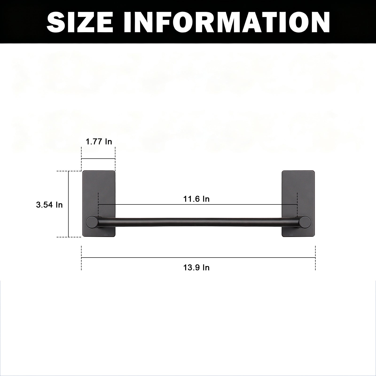 12-Inch Self-Adhesive Towel Bar – Matte Black – image 4