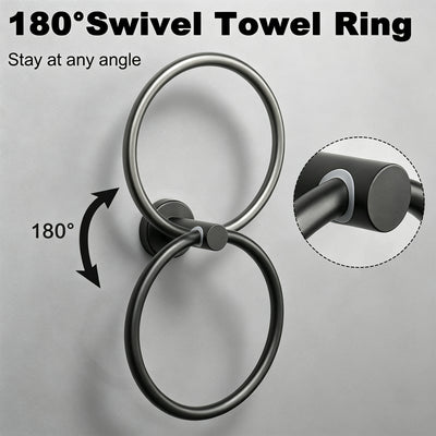 Wall-Mounted Swivel Towel Ring – Matte Black – image 3