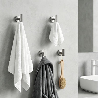 Round Bathroom Towel Hooks, 4-Pack – Brushed Nickel – image 4