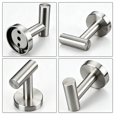 Round Bathroom Towel Hooks, 4-Pack – Brushed Nickel – image 2