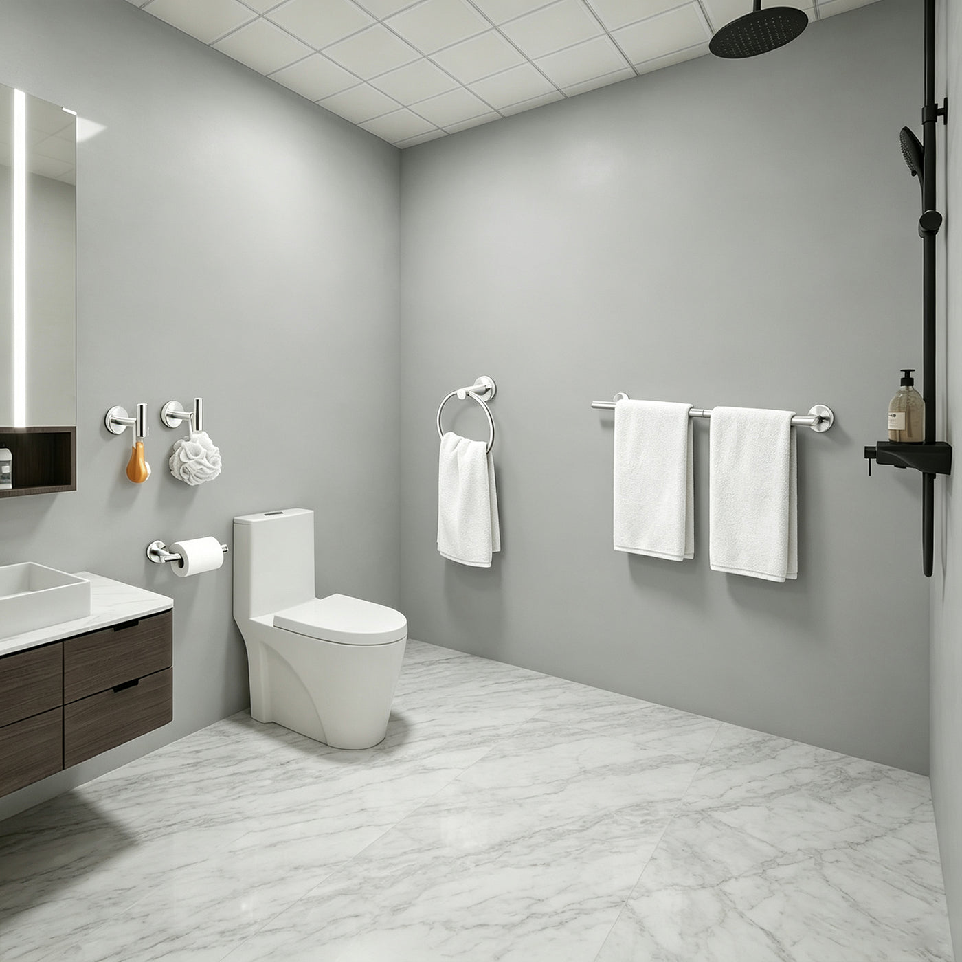 26-Inch 5-Piece Bathroom Hardware Set – Brushed Nickel – image 3 feature details