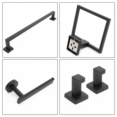 24-Inch Square 5-Piece Bathroom Hardware Set – Matte Black – image 5