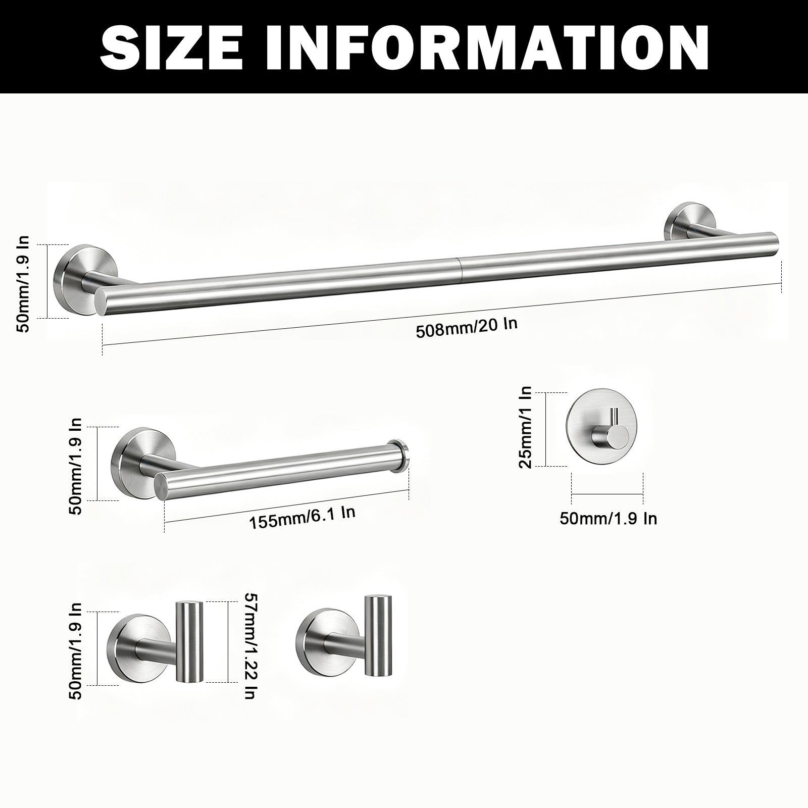 20-Inch Round Bathroom Hardware Set – Brushed Nickel – image 6