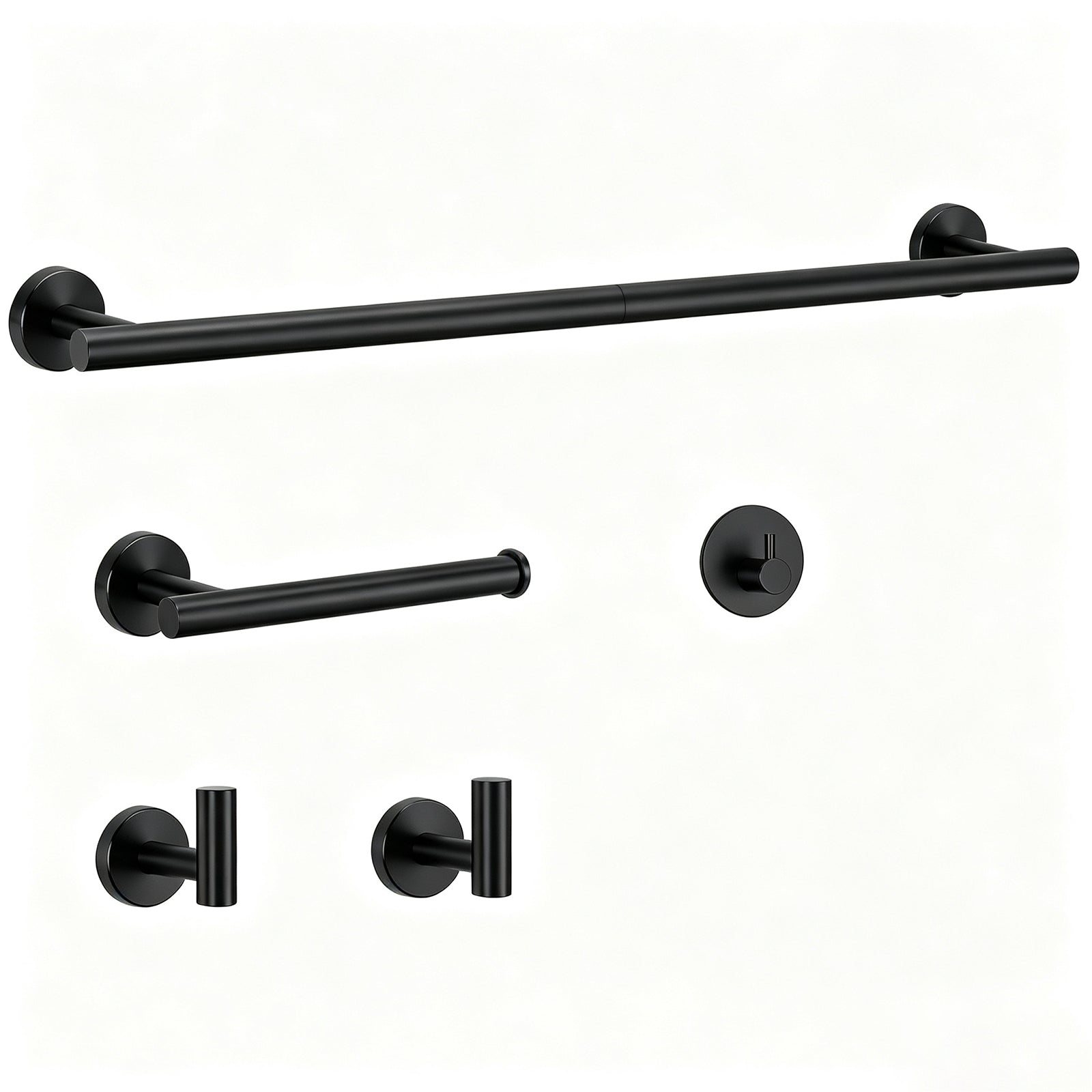 20-Inch Round Bathroom Hardware Set – Matte Black – product view