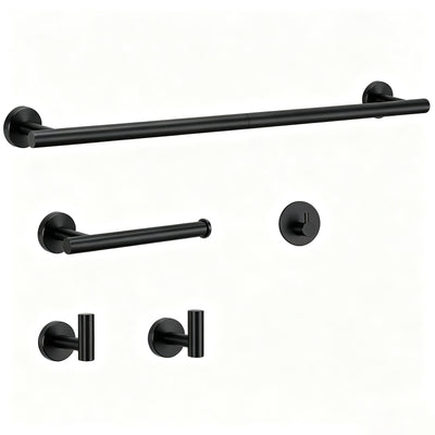 20-Inch Round Bathroom Hardware Set – Matte Black – product view