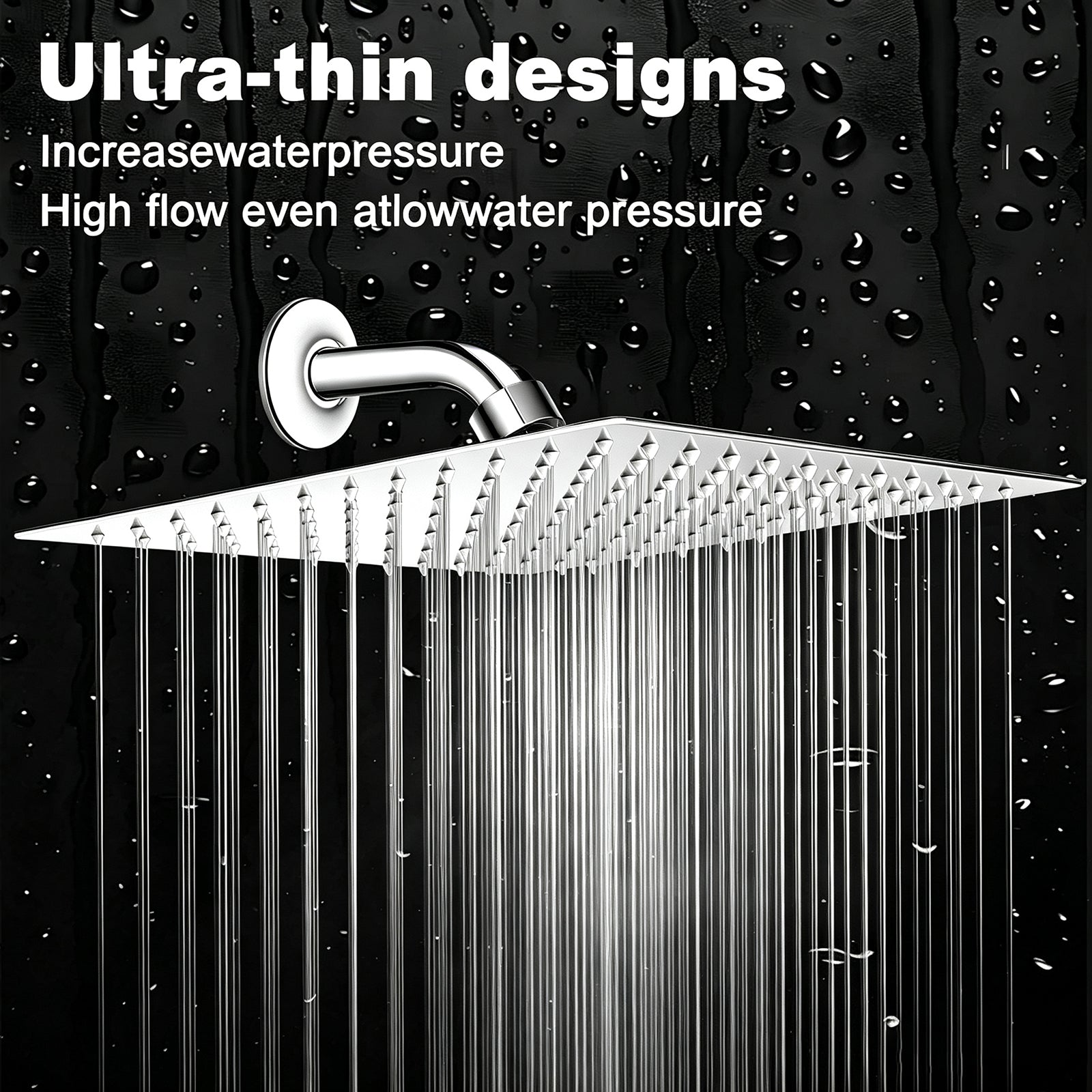 12-Inch Square Rain Shower Head – Chrome – image 7