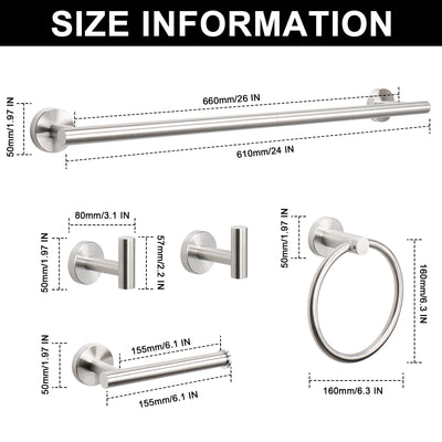 26-Inch 5-Piece Bathroom Hardware Set – Brushed Nickel – image 2