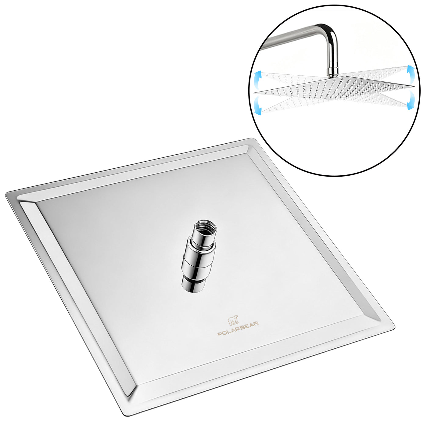 12-Inch Square Rain Shower Head – Chrome – image 3 dimensions