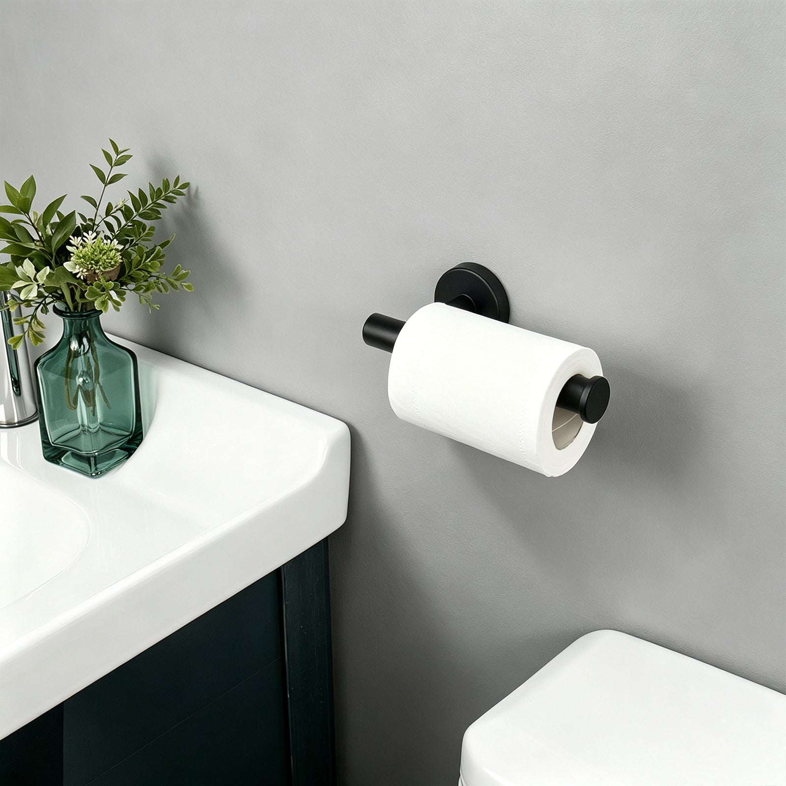 Open-Sided Wall-Mounted Toilet Paper Holder – Matte Black – image 2