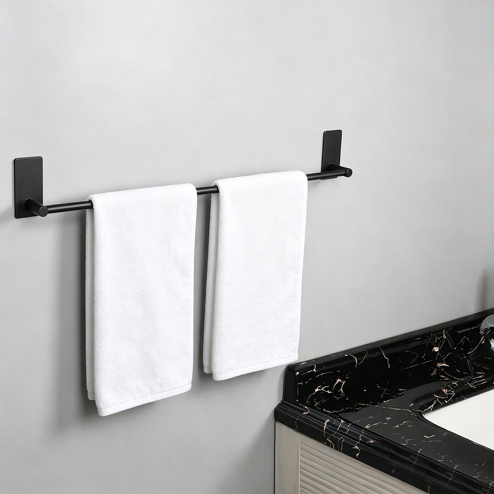 24-Inch Self-Adhesive Towel Bar – Matte Black – image 5