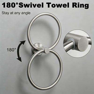 Wall-Mounted Swivel Towel Ring – Brushed Nickel – image 3