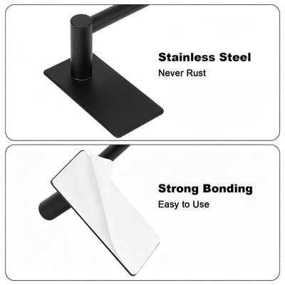 12-Inch Self-Adhesive Towel Bar – Matte Black – image 2