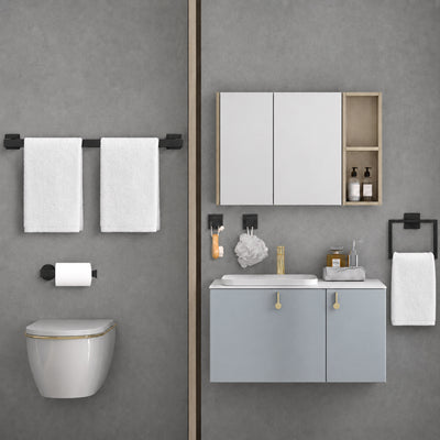 24-Inch Square 5-Piece Bathroom Hardware Set – Matte Black – image 4