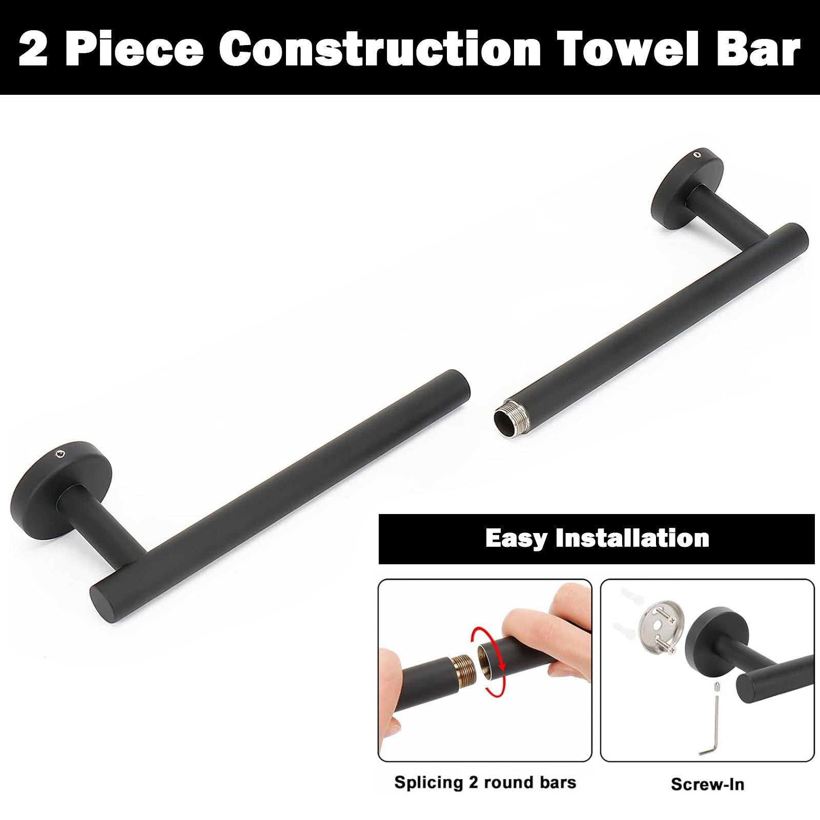 20-Inch Round Bathroom Hardware Set – Matte Black – image 7