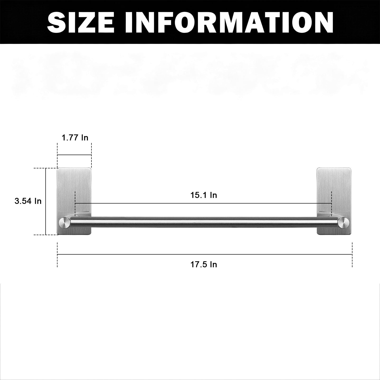 16-Inch Self-Adhesive Towel Bar – Brushed Nickel – image 4