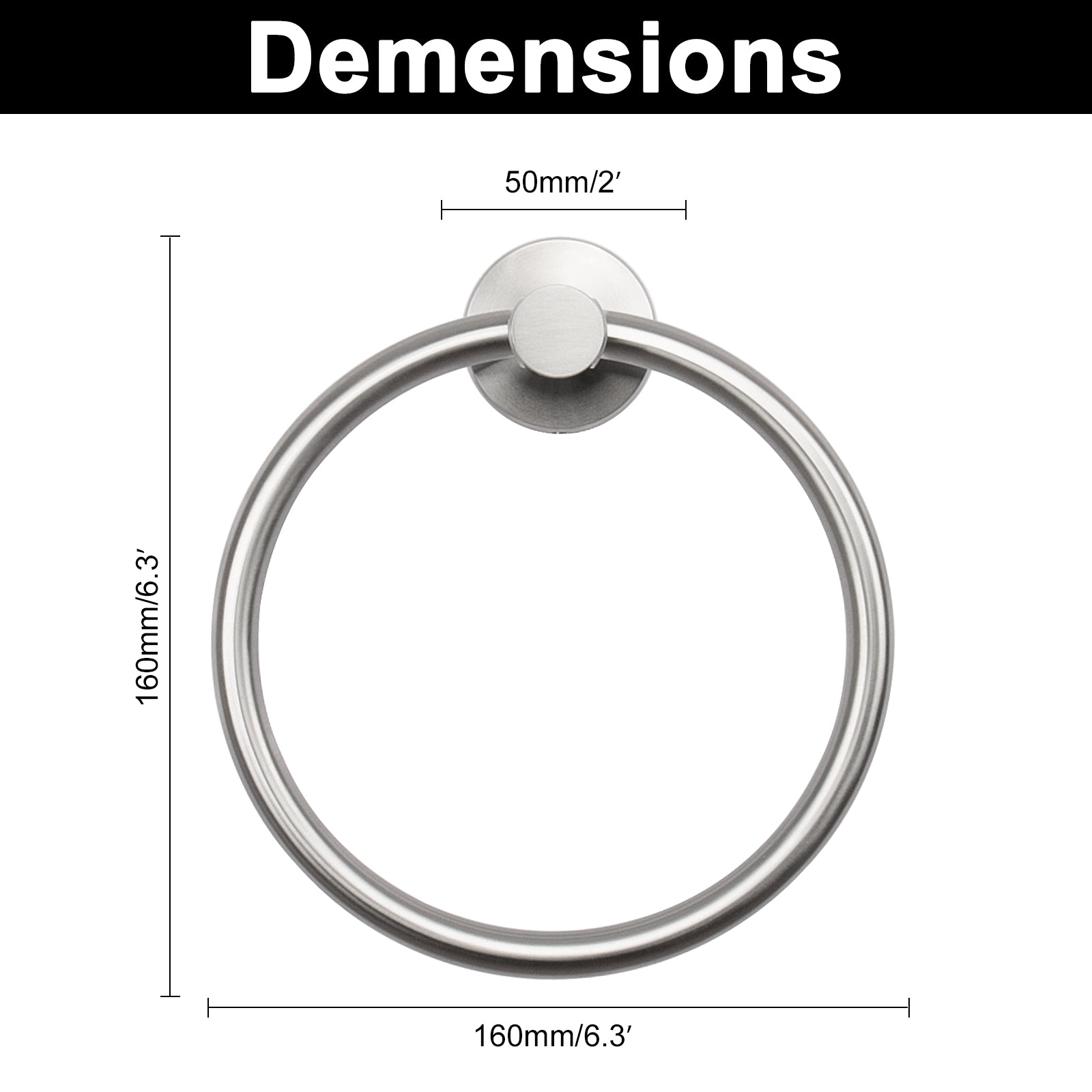 Wall-Mounted Swivel Towel Ring – Brushed Nickel – image 4