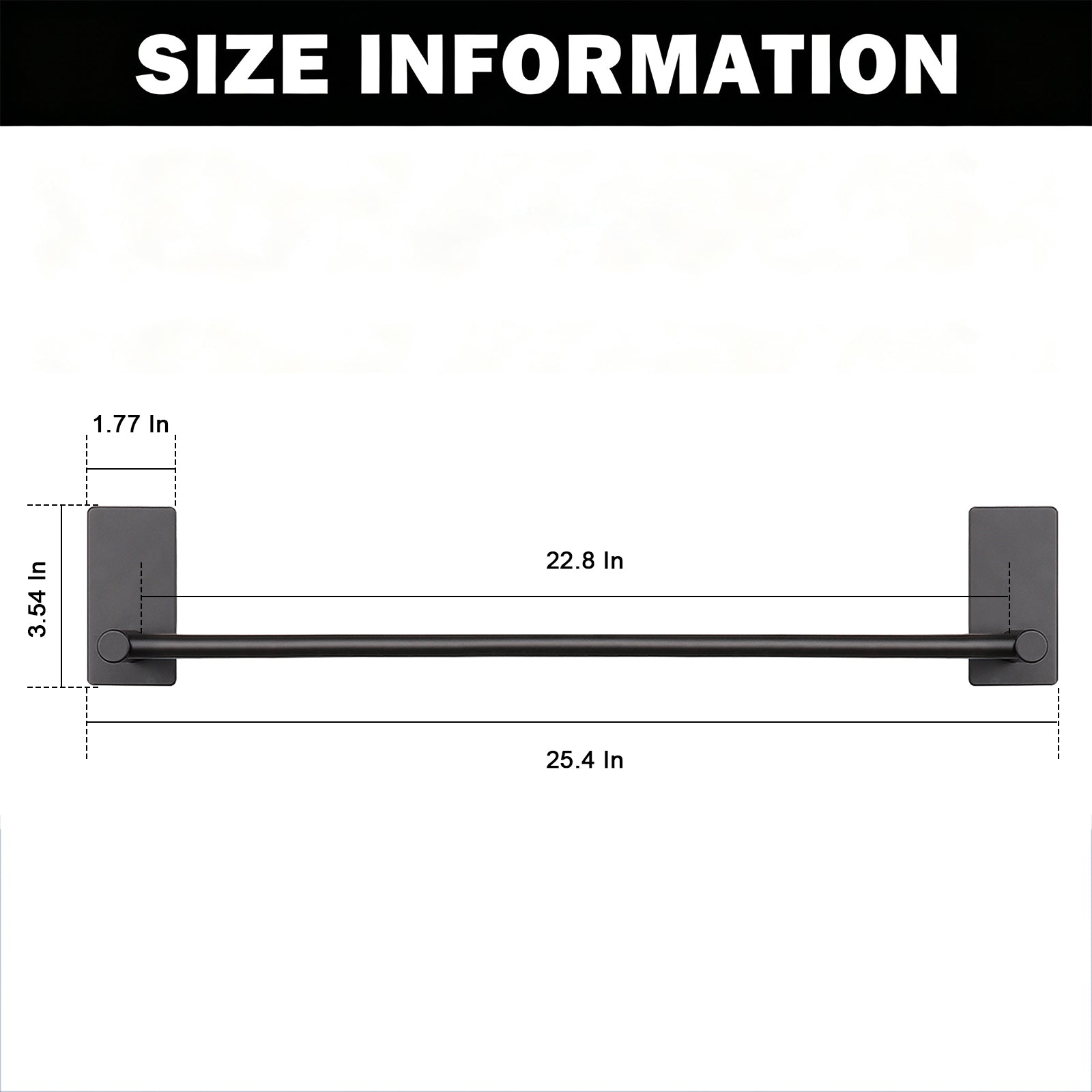24-Inch Self-Adhesive Towel Bar – Matte Black – image 4
