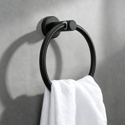 Wall-Mounted Swivel Towel Ring – Matte Black – image 2