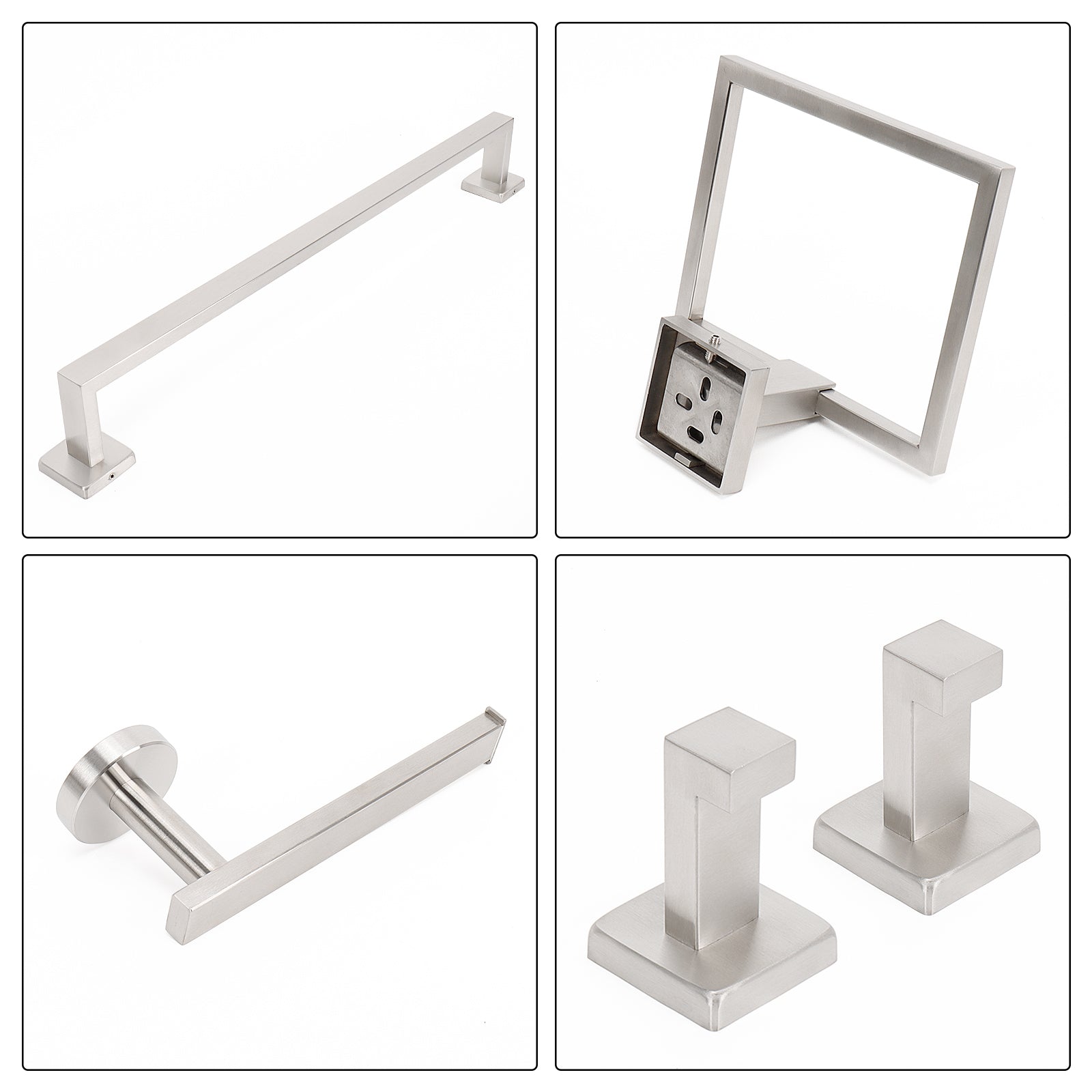 24-Inch Square 5-Piece Bathroom Hardware Set – Brushed Nickel – image 5