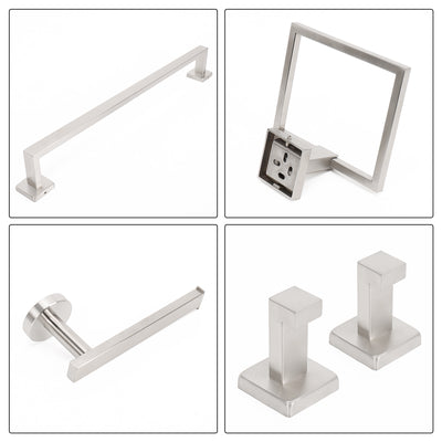 24-Inch Square 5-Piece Bathroom Hardware Set – Brushed Nickel – image 5