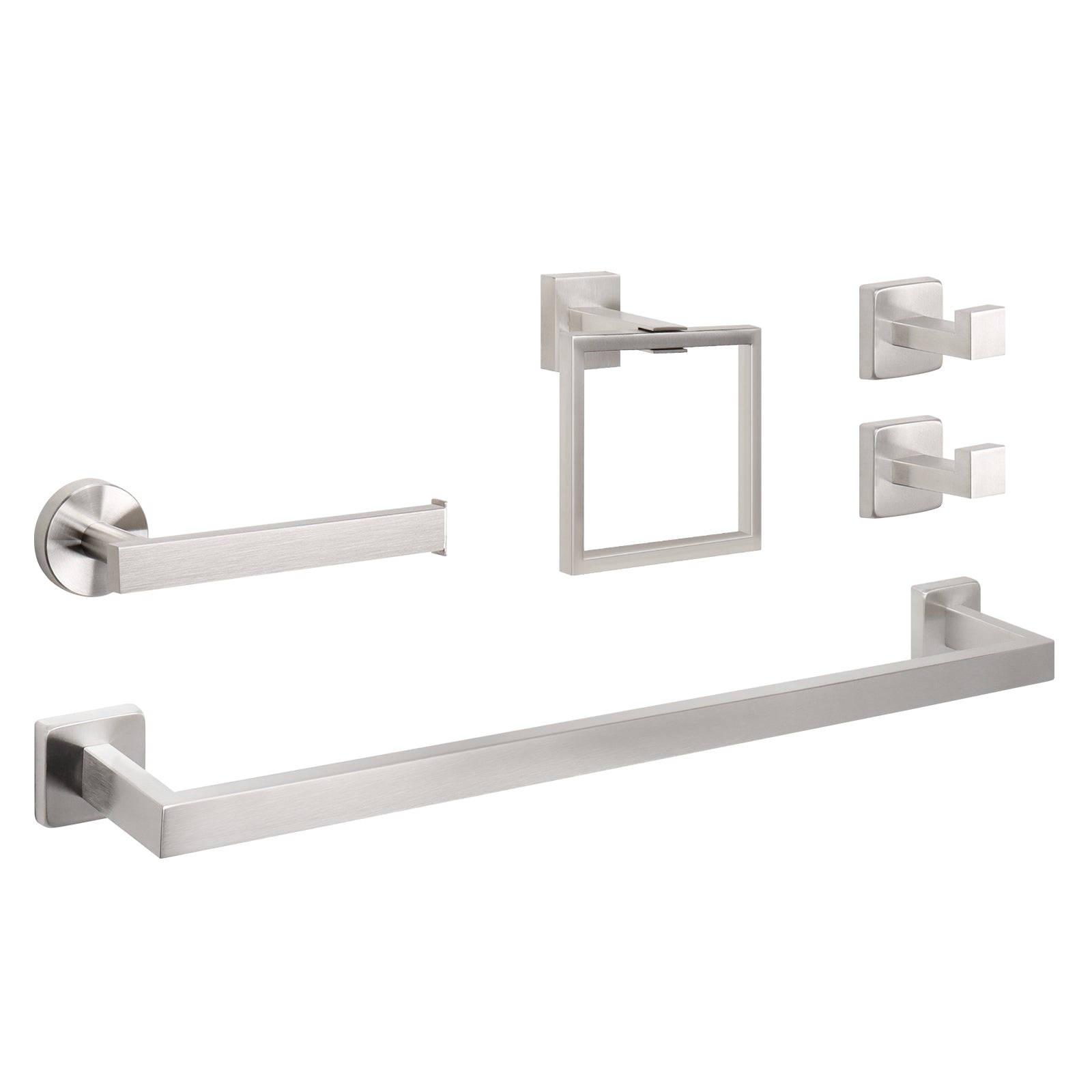 24-Inch Square 5-Piece Bathroom Hardware Set – Brushed Nickel – product view