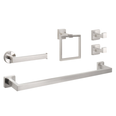 24-Inch Square 5-Piece Bathroom Hardware Set – Brushed Nickel – product view