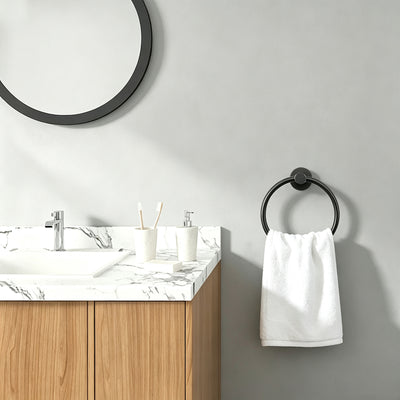 Wall-Mounted Swivel Towel Ring – Matte Black – image 5