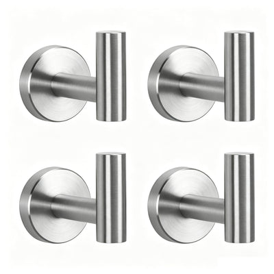 Round Bathroom Towel Hooks, 4-Pack – Brushed Nickel – product view